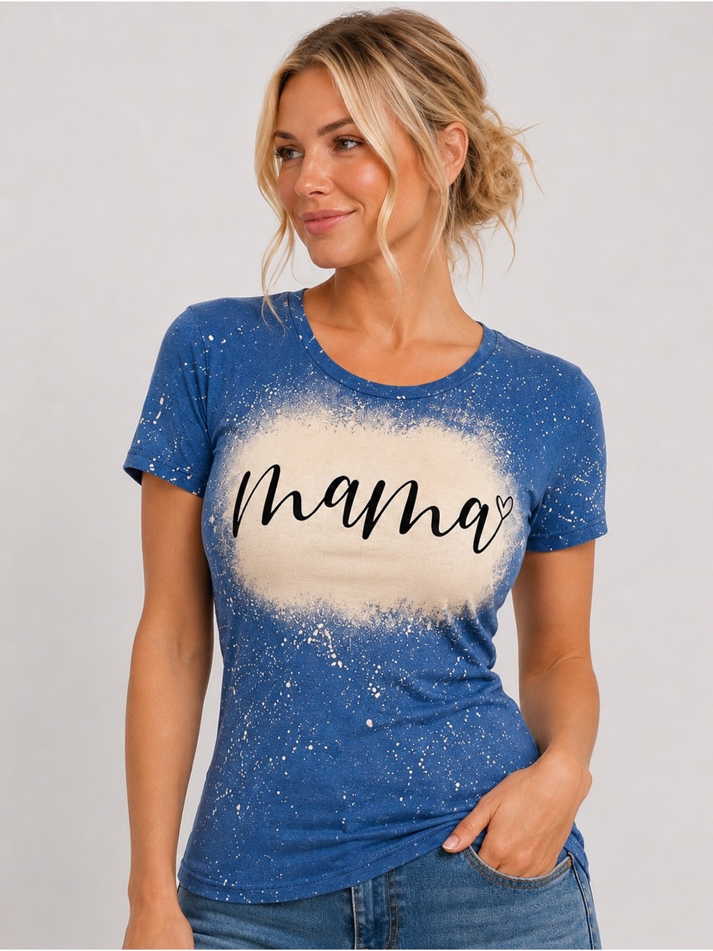 Mama Script Graphic Tee - Blue